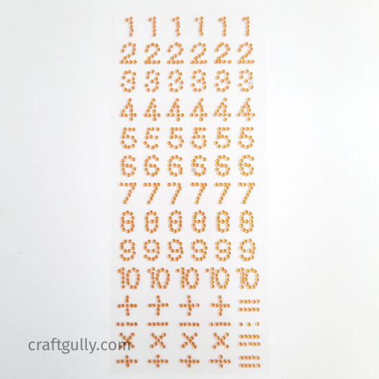 Rhinestone Number Stickers - Orange