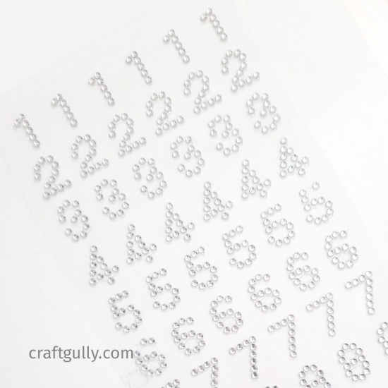 Rhinestone Number Stickers - Silver