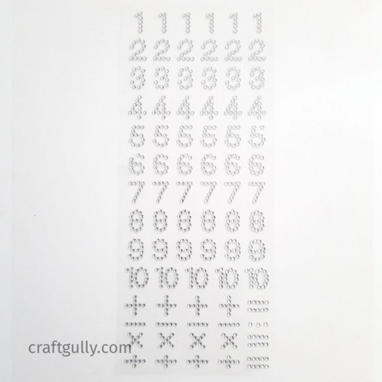 Rhinestone Number Stickers - Silver