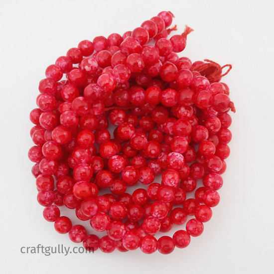 Mottled Glass Beads 8mm - Red - 1 String