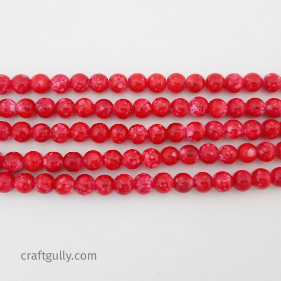Mottled Glass Beads 8mm - Red - 1 String