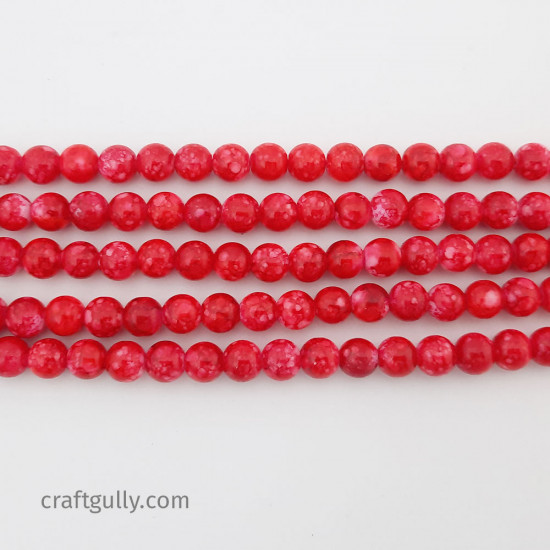 Mottled Glass Beads 8mm - Red - 1 String