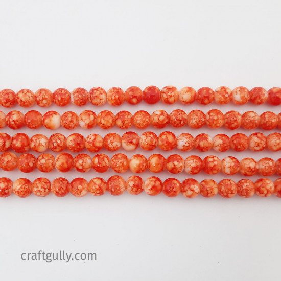 Mottled Glass Beads 8mm - Orange - 1 String