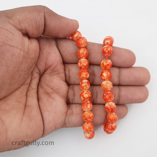 Mottled Glass Beads 8mm - Orange - 1 String
