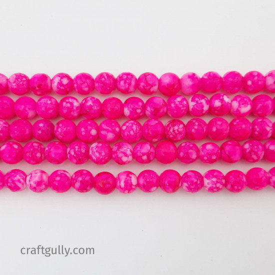 Mottled Glass Beads 8mm - Hot Pink - 1 String