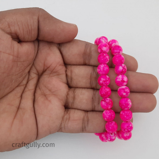 Mottled Glass Beads 8mm - Hot Pink - 1 String