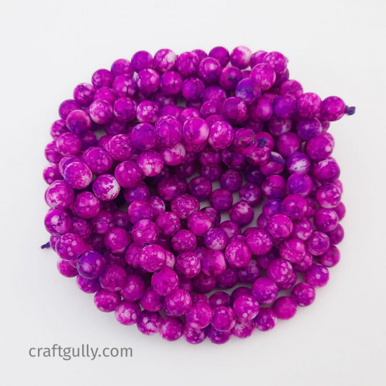 Mottled Glass Beads 8mm - Purple - 1 String