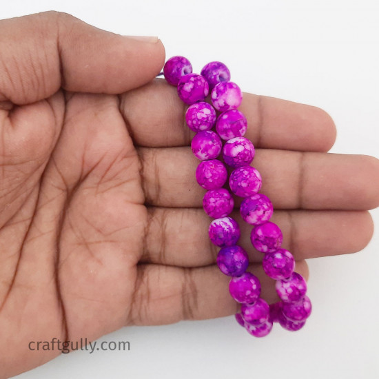 Mottled Glass Beads 8mm - Purple - 1 String