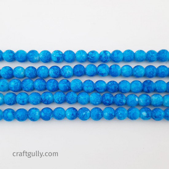 Mottled Glass Beads 8mm - Blue - 1 String