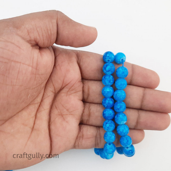 Mottled Glass Beads 8mm - Blue - 1 String