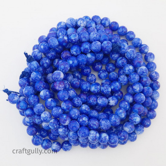 Mottled Glass Beads 8mm - Royal Blue - 1 String