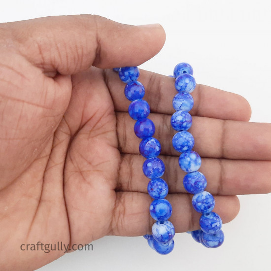 Mottled Glass Beads 8mm - Royal Blue - 1 String