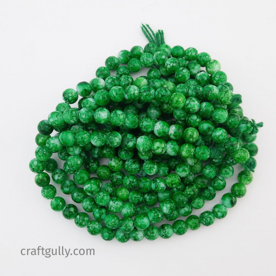 Mottled Glass Beads 8mm - Dark Green - 1 String
