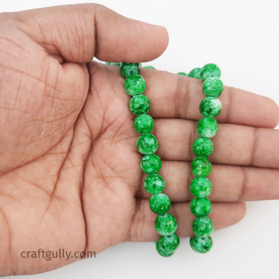 Mottled Glass Beads 8mm - Dark Green - 1 String