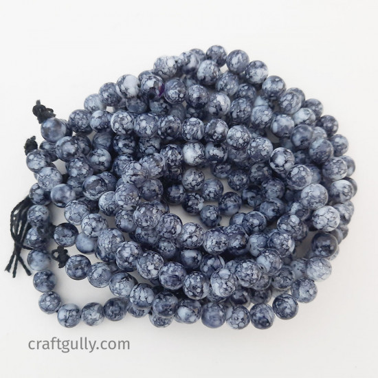 Mottled Glass Beads 8mm - Grey - 1 String