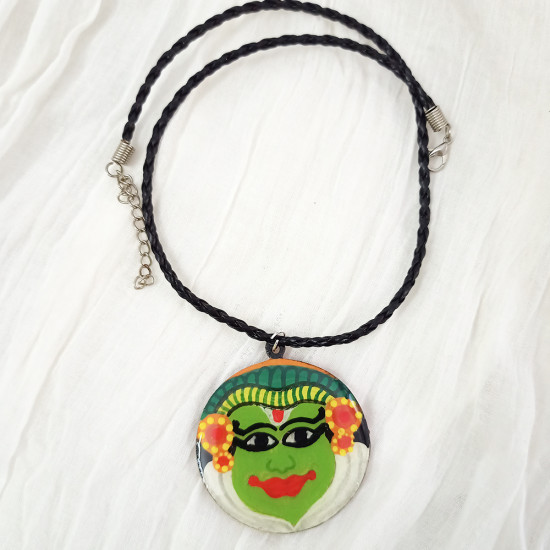 Hand Painted Kathakali Pendant With Necklace Cord