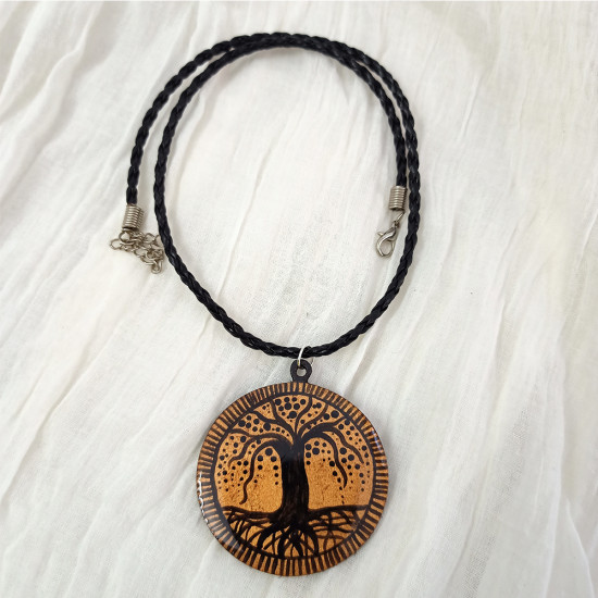 Hand Painted Tree Of Life Pendant With Necklace Cord