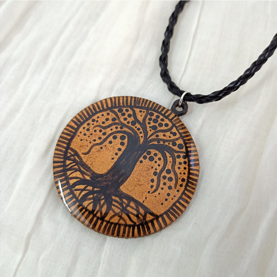 Hand Painted Tree Of Life Pendant With Necklace Cord