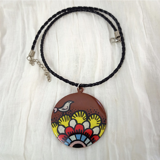 Hand Painted Bird Pendant With Necklace Cord