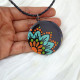 Hand Painted Motif Pendant With Necklace Cord