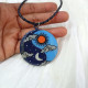 Hand Painted Sun & Moon Pendant With Necklace Cord