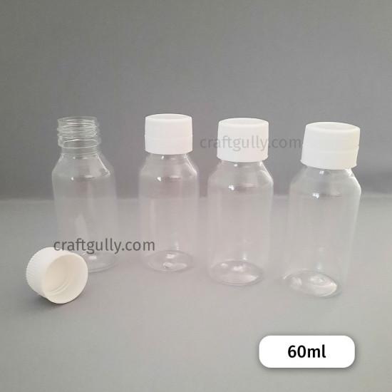 Plastic Bottles For Storage - Transparent - 4 Bottles