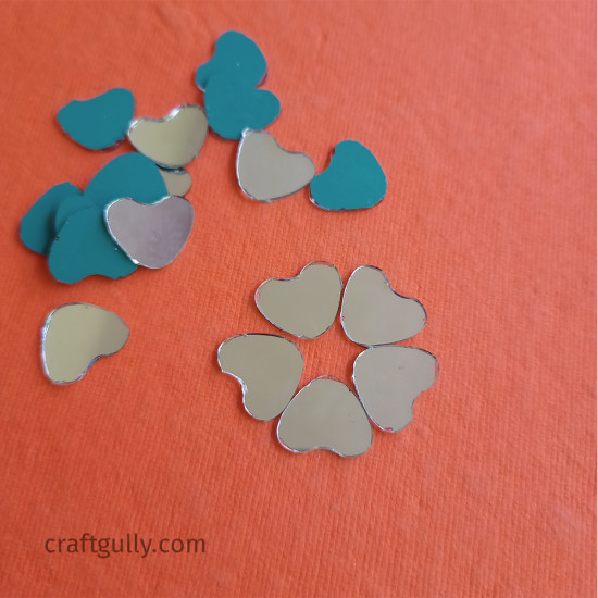 Cut Mirrors 15mm - Heart - 50gms/ 145 Pcs