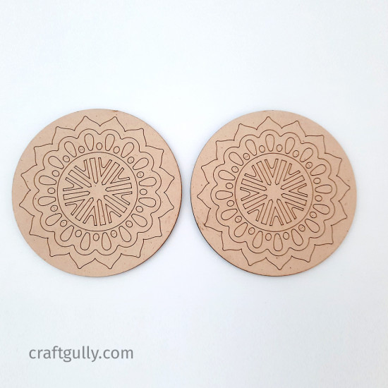 Pre Marked MDF Coasters #7 - 98mm Round - Pack of 2