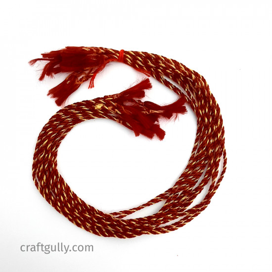 Rakhi Threads With Tassels - Maroon & Golden - 12 Threads