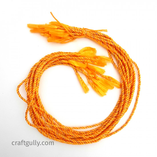 Rakhi Threads With Tassels - Yellow & Golden - 12 Threads