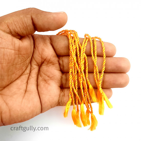 Rakhi Threads With Tassels - Yellow & Golden - 12 Threads
