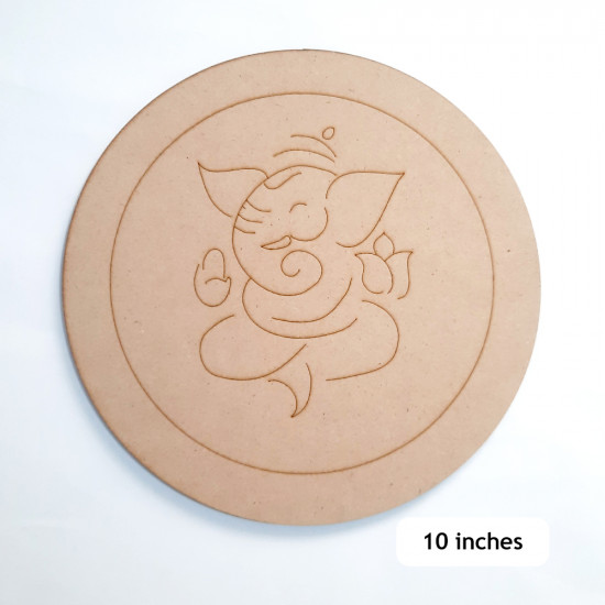 Pre Marked Lippan MDF Base #1 - 10 Inches Round Ganesha - 1 Piece