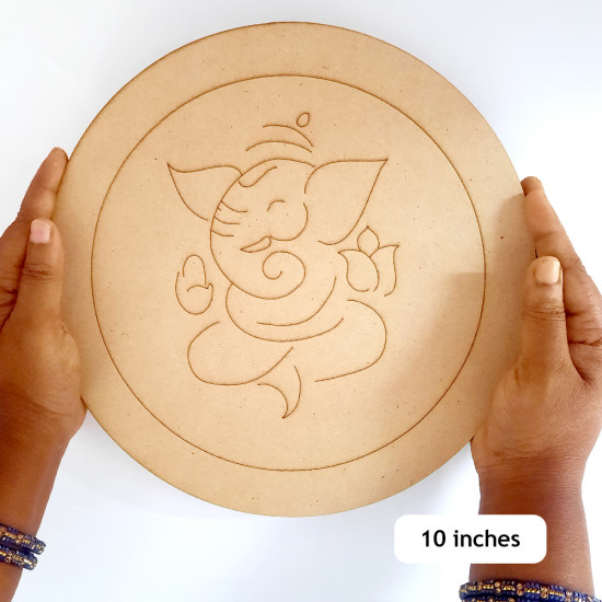 Pre Marked Lippan MDF Base #1 - 10 Inches Round Ganesha - 1 Piece