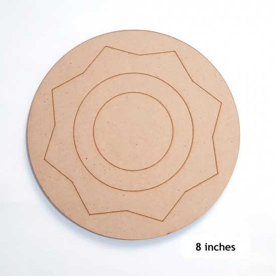 Pre Marked Lippan MDF Base #2 - 8 Inches Round Flower - 1 Piece