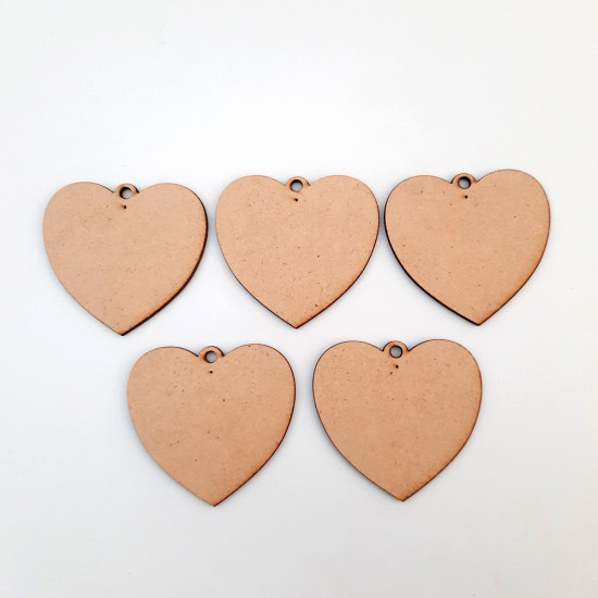 MDF Keychains #7 - 50mm Heart - Pack Of 5