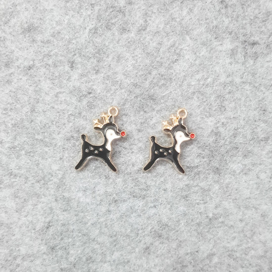Enamel Charms 21mm - Reindeer #1 - Black - 2 Charms