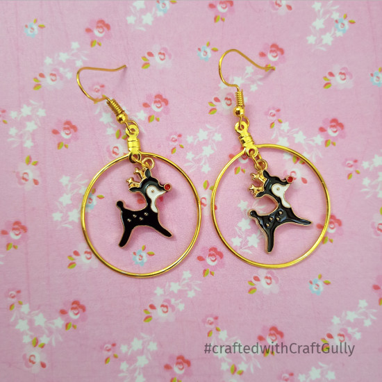 Enamel Charms 21mm - Reindeer #1 - Black - 2 Charms