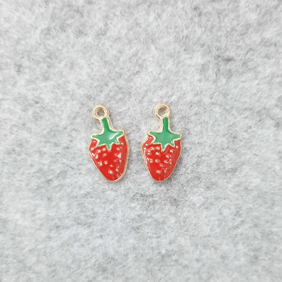 Enamel Charms 21mm - Strawberry #1 - Red - 2 Charms