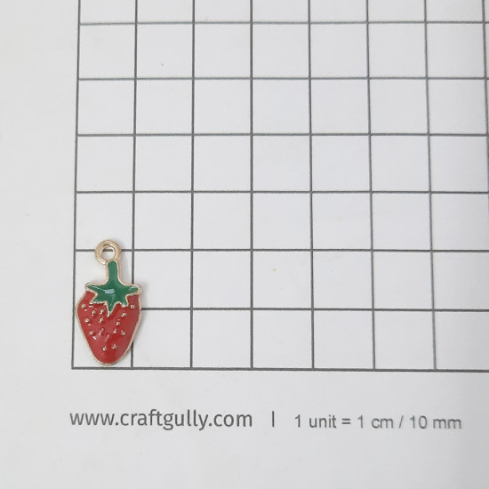 Enamel Charms 21mm - Strawberry #1 - Red - 2 Charms