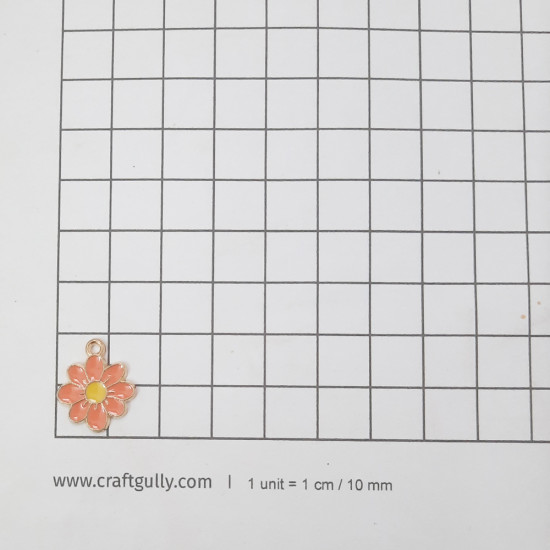 Enamel Charms 18mm - Flower #28 - Orange - 2 Charms