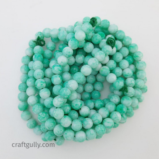 Mottled Glass Beads 6mm - Pastel Green - 1 String