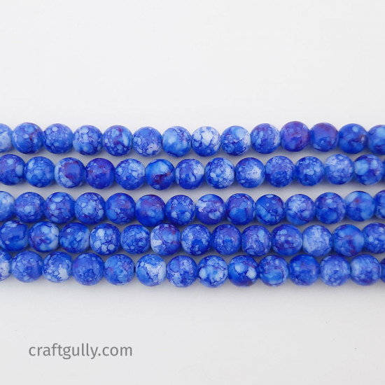 Mottled Glass Beads 6mm - Royal Blue - 1 String