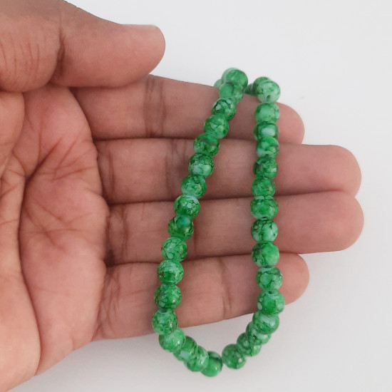 Mottled Glass Beads 6mm - Dark Green - 1 String
