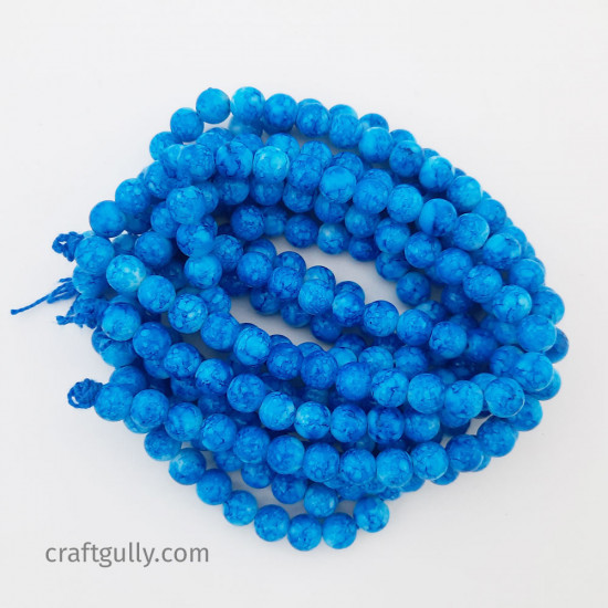 Mottled Glass Beads 6mm - Blue - 1 String
