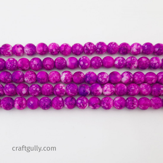 Mottled Glass Beads 6mm - Purple - 1 String