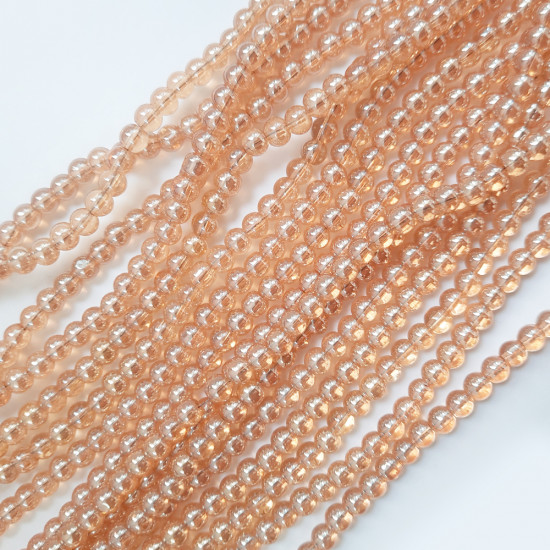 Glass Beads 6mm Round - Trans. Golden Lustre - 1 String / 130 Beads