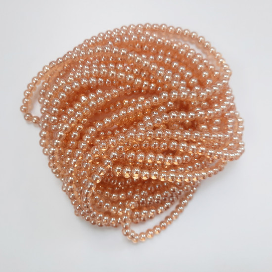Glass Beads 6mm Round - Trans. Golden Lustre - 1 String