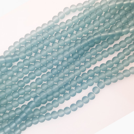 Glass Beads 8mm Round - Matte Trans. Teal - 1 String