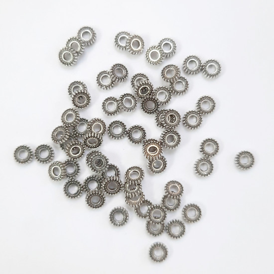 Spacer Rings #2 - 5mm Metal - Antique Silver Finish - 10 gms