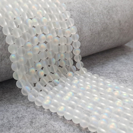Glass Beads 8mm Round - Matte Frosted With Lustre - 1 String